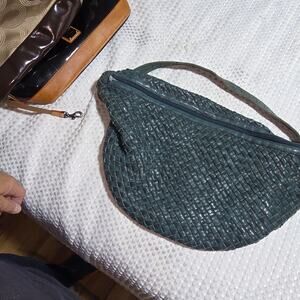 FOSSIL XL GREEN LEATHER HOBO BAG